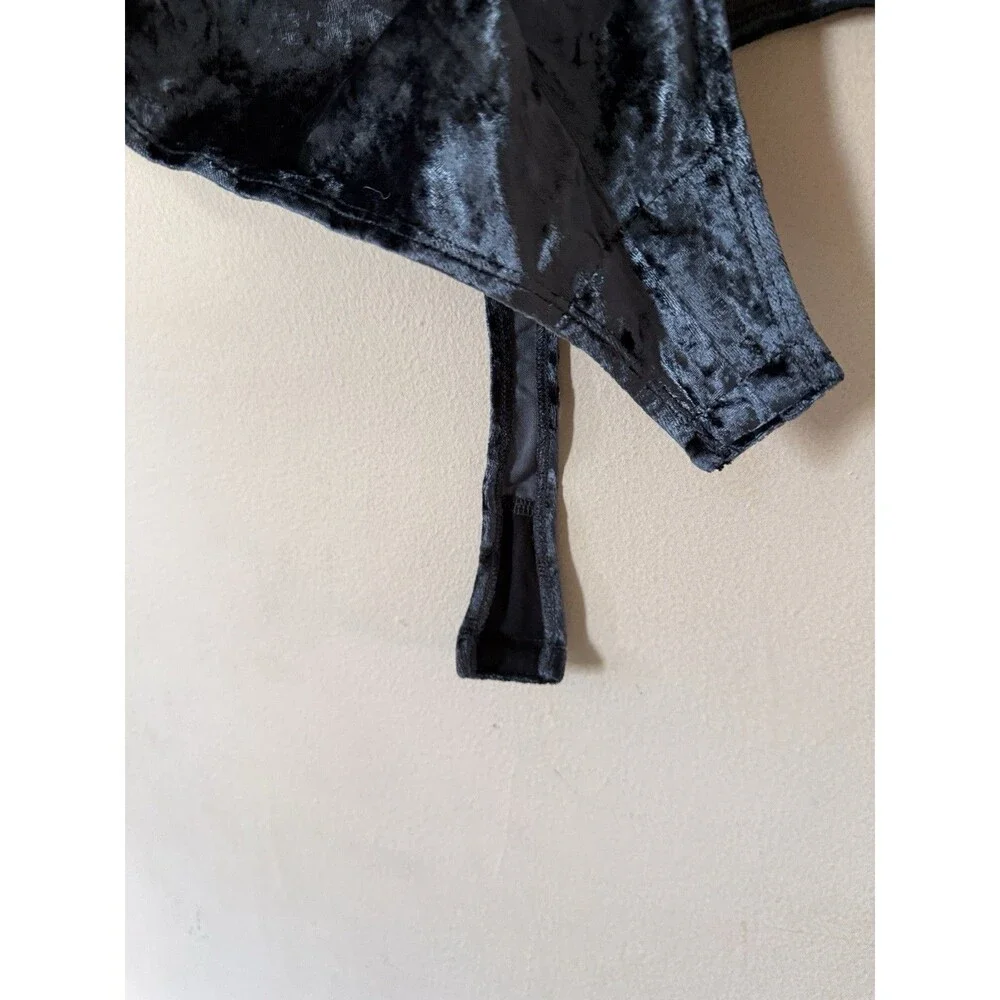 Intimately Free People Large Don't You Wish Gray Velvet Puff Sleeve Bodysuit EUC